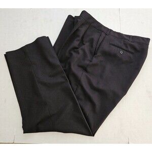 Flexslax Dress Pants Mens 40x30 Black Full Fit Pleated Front